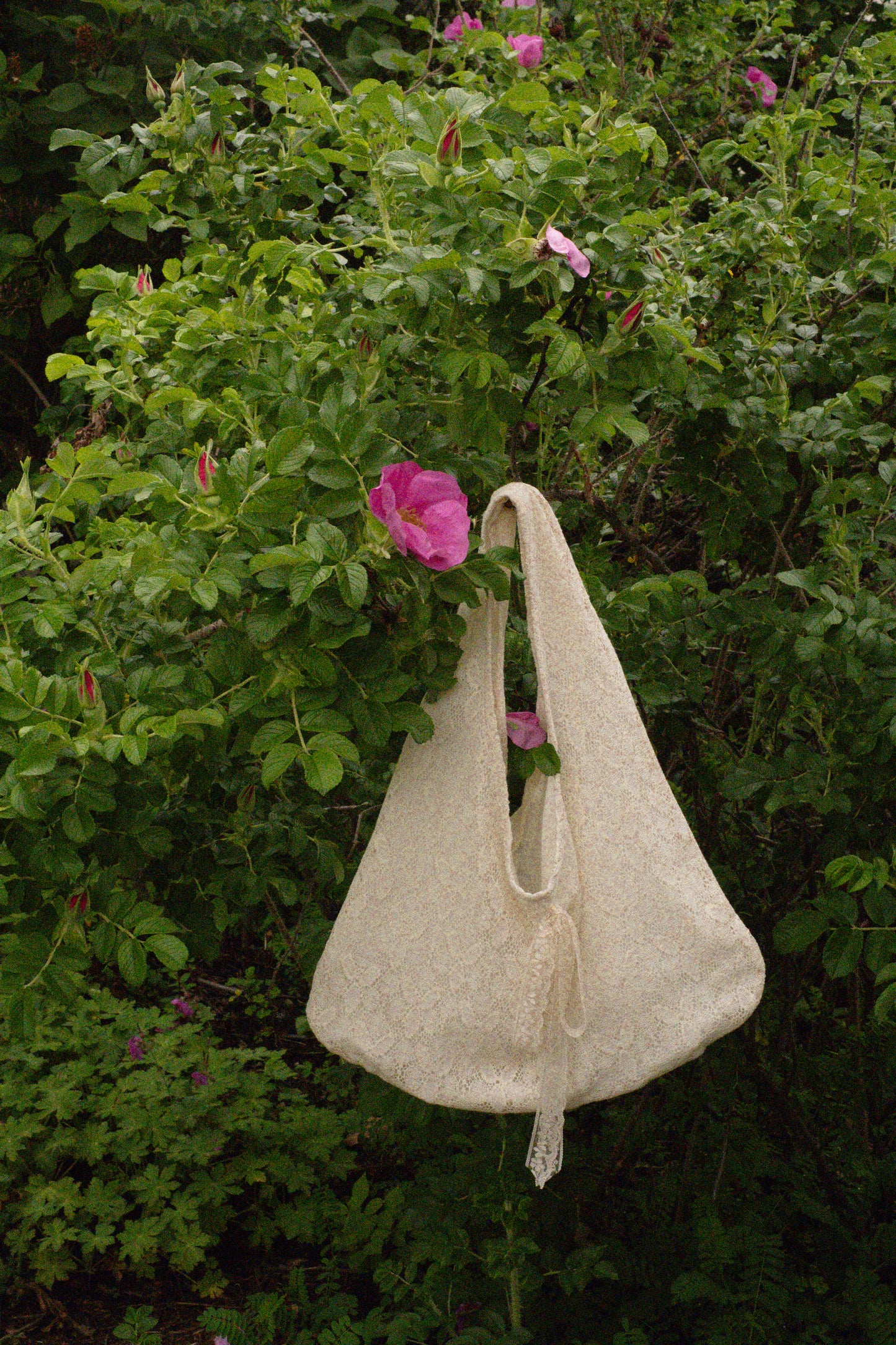 Handmade vintage lace tote