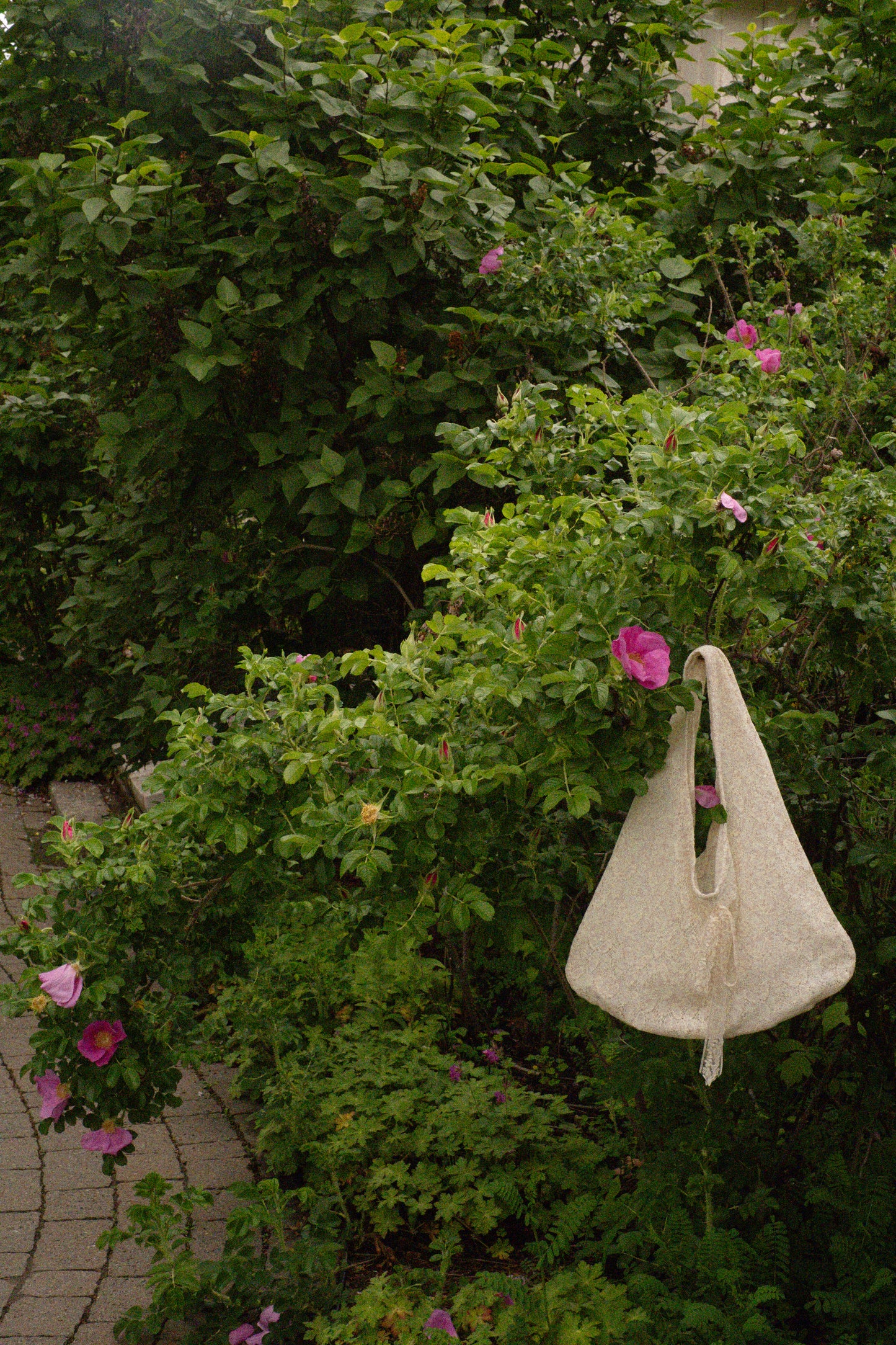 Handmade vintage lace tote