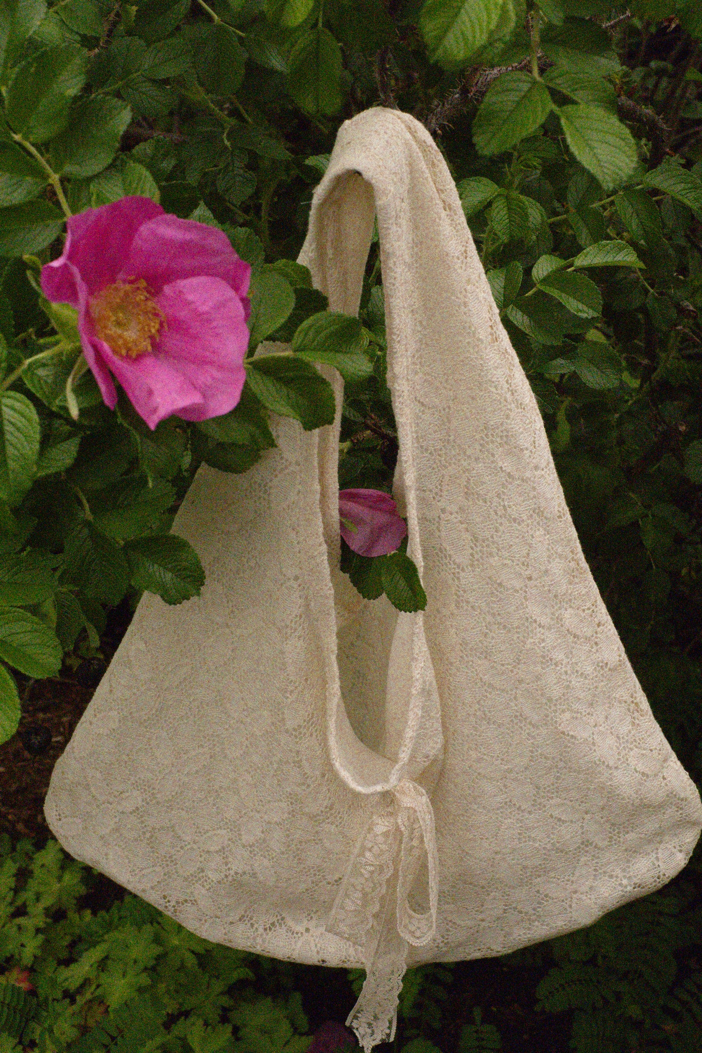 Handmade vintage lace tote