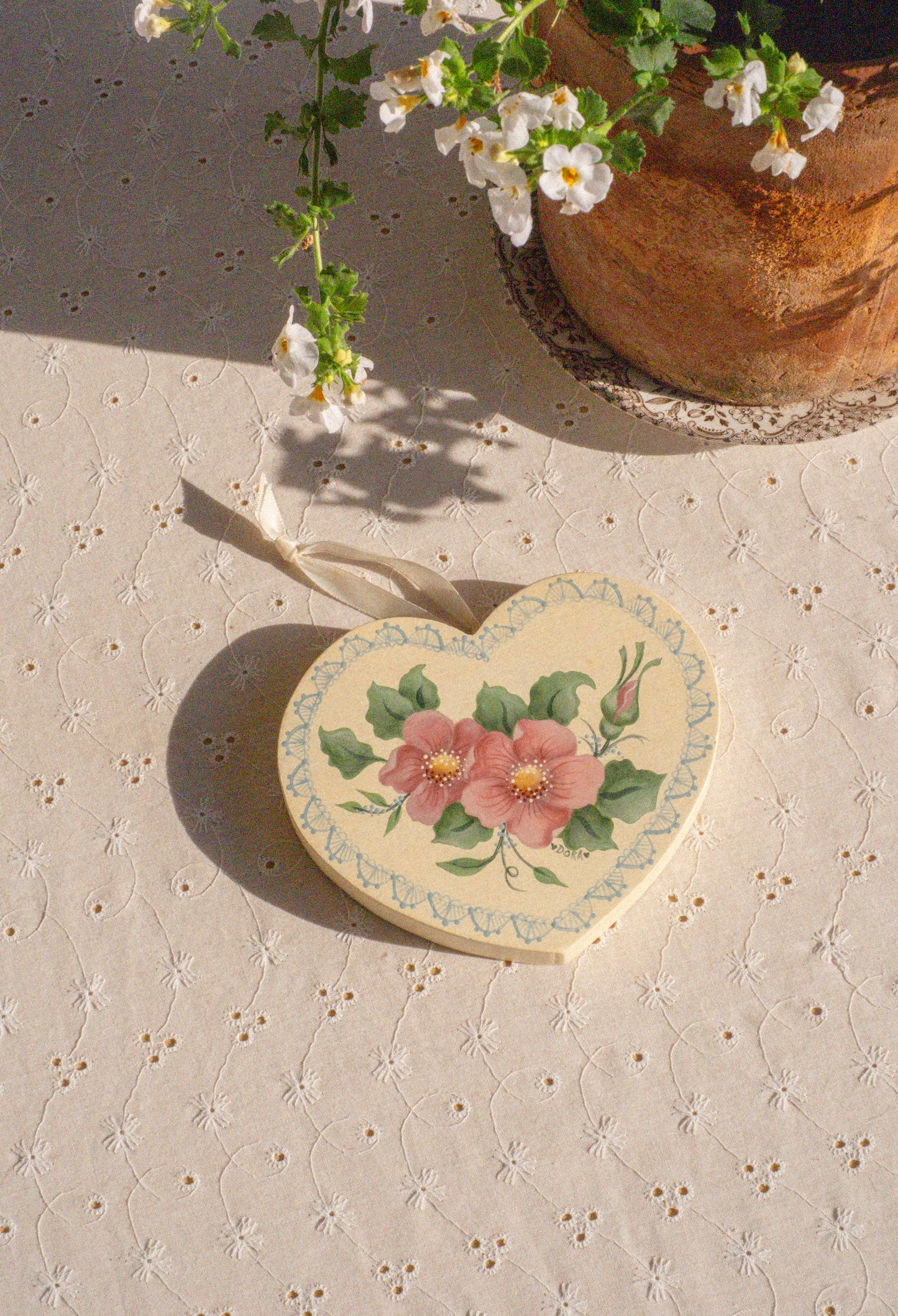 Vintage hand painted wooden wall hanging
