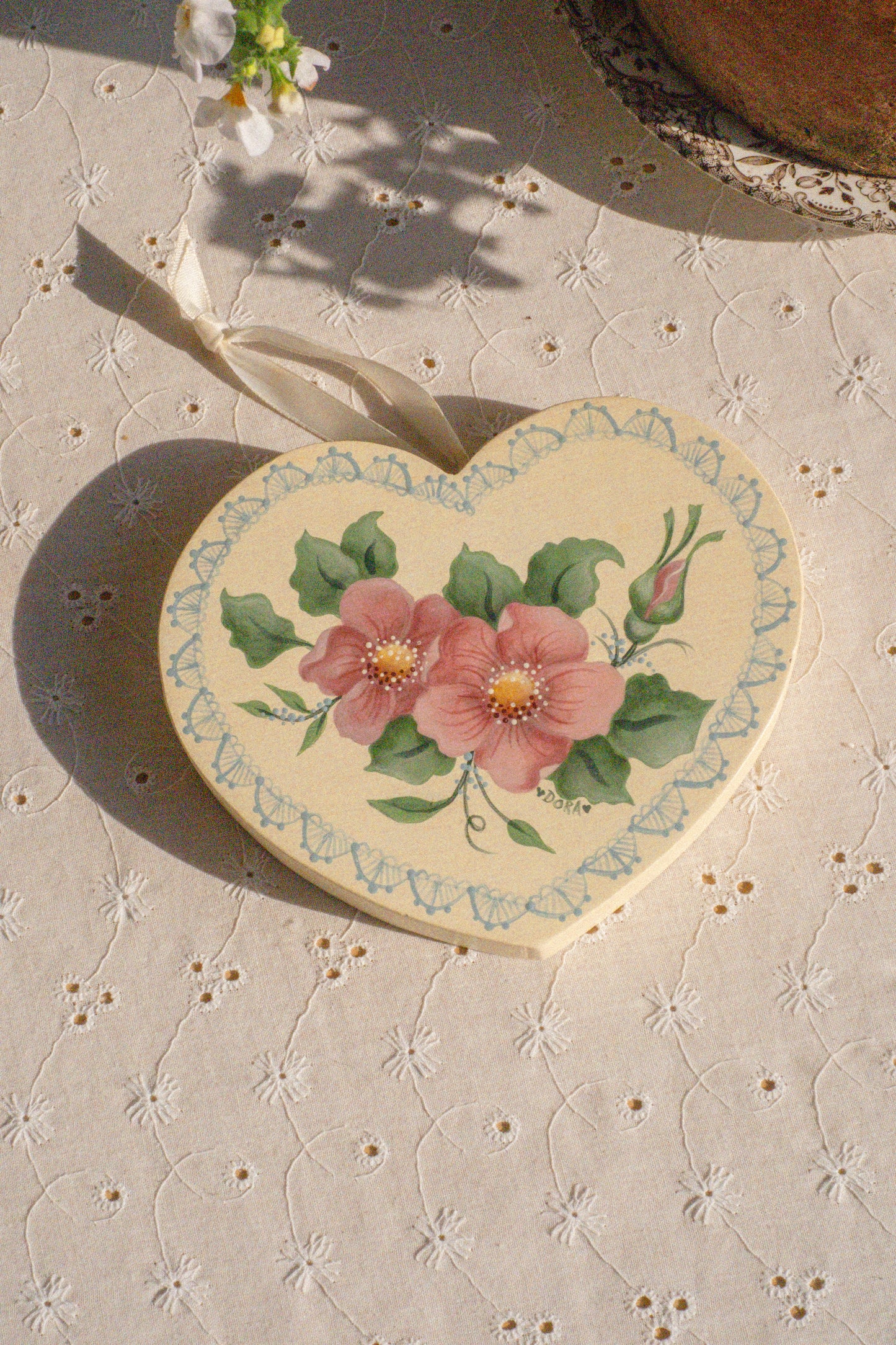 Vintage hand painted wooden wall hanging
