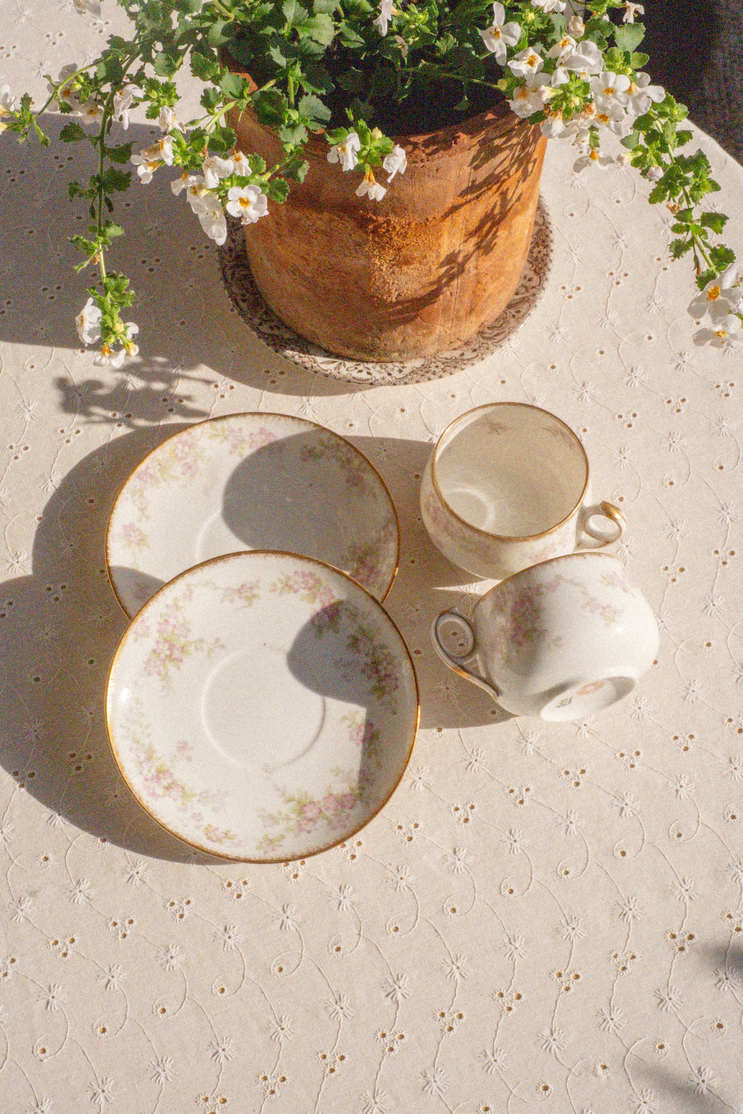 Vintage ornate tea set for two
