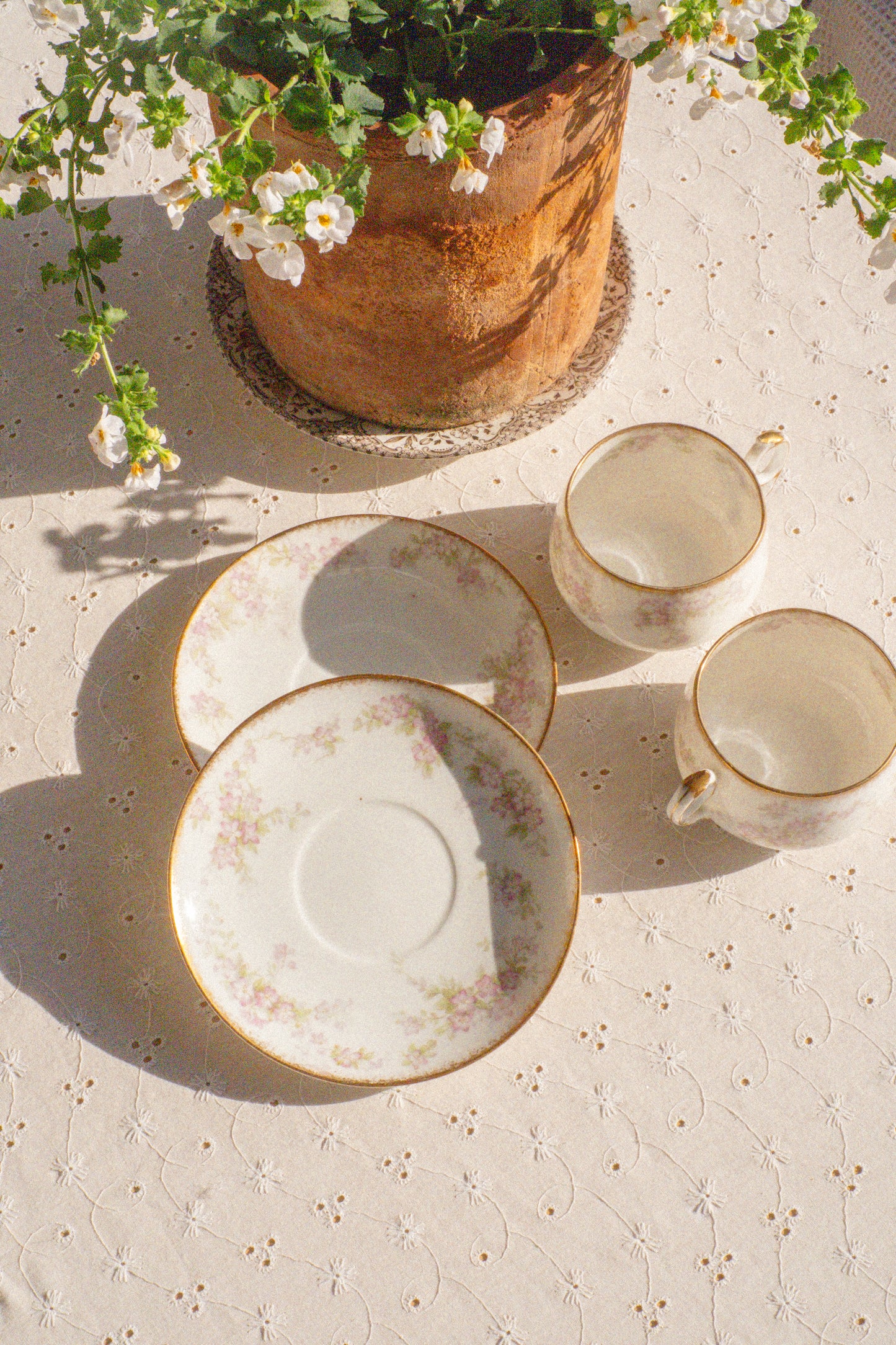 Vintage ornate tea set for two