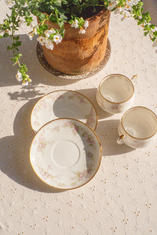 Vintage ornate tea set for two