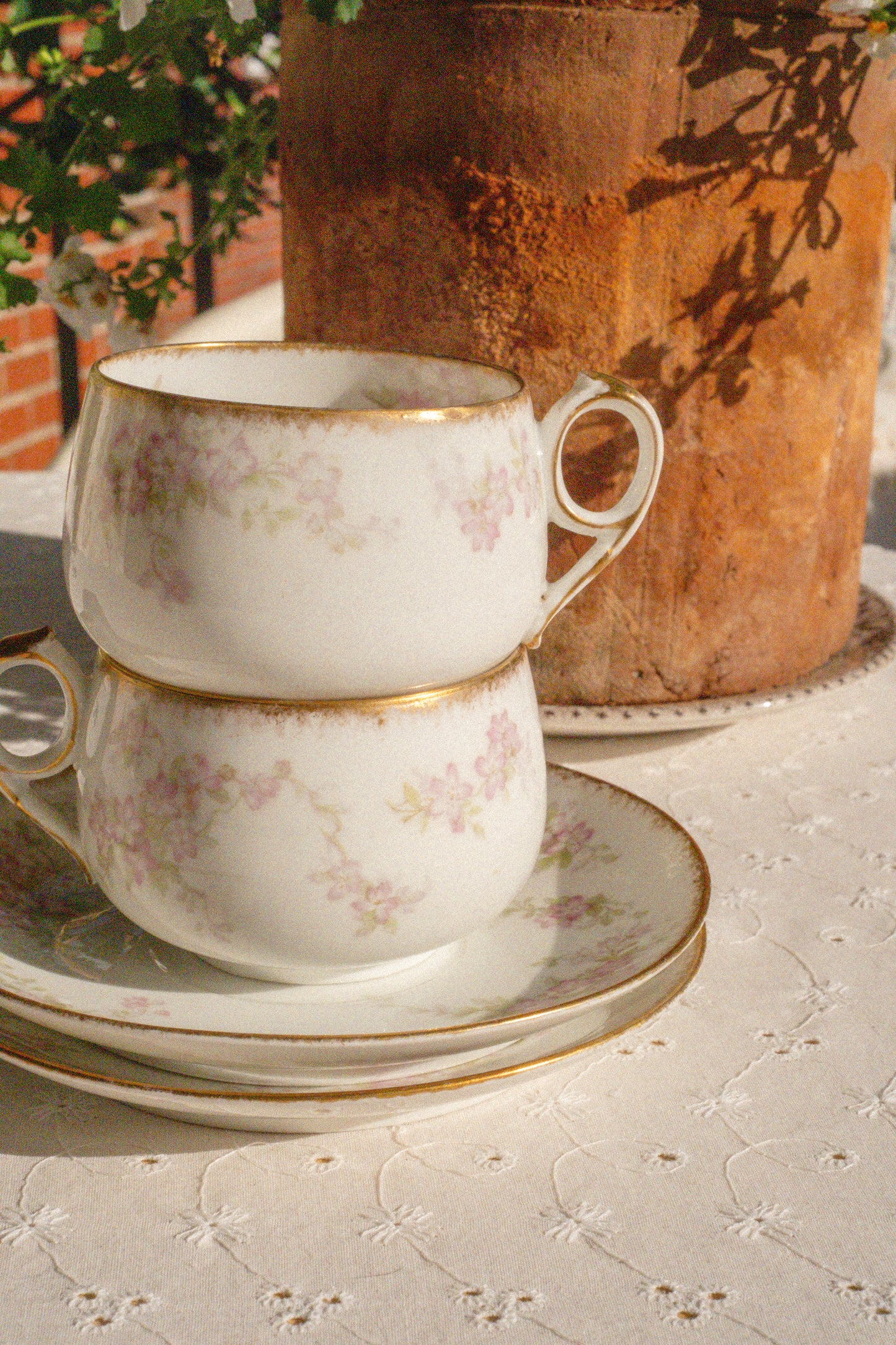 Vintage ornate tea set for two