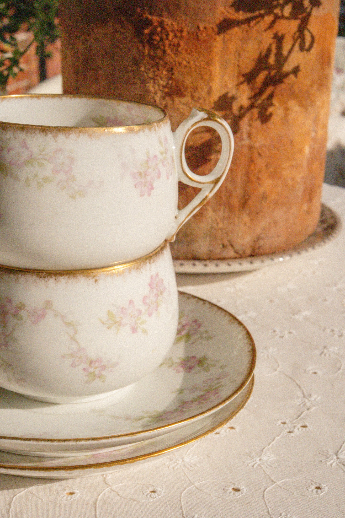Vintage ornate tea set for two