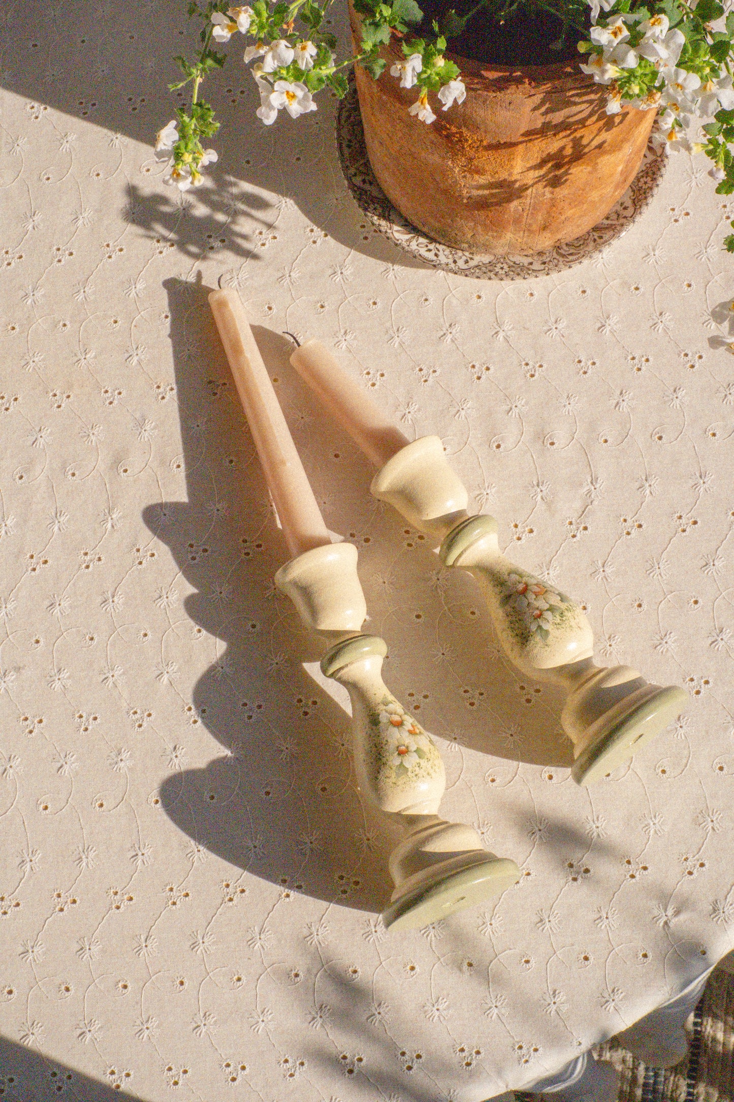 Vintage hand painted candlesticks