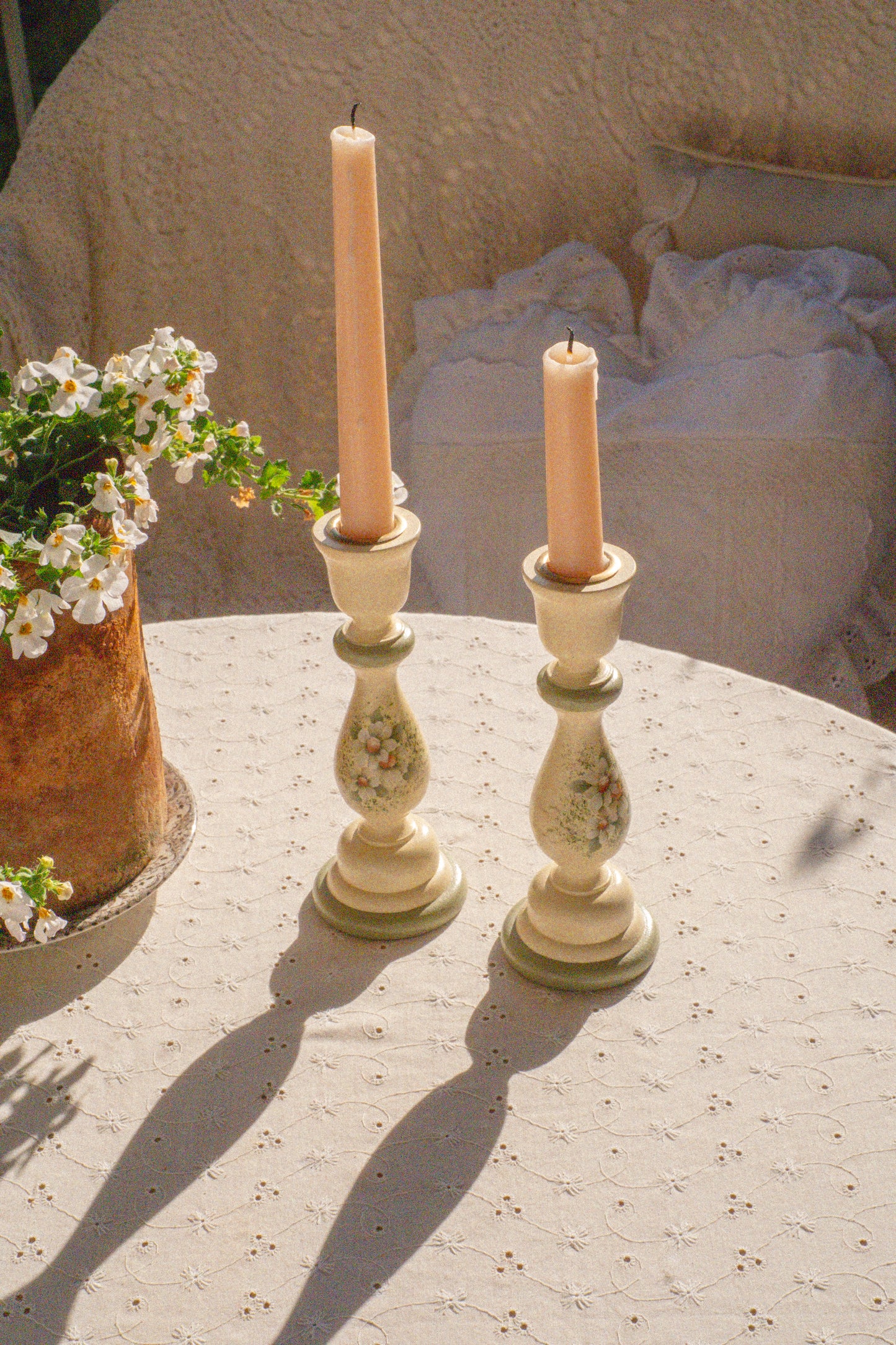 Vintage hand painted candlesticks