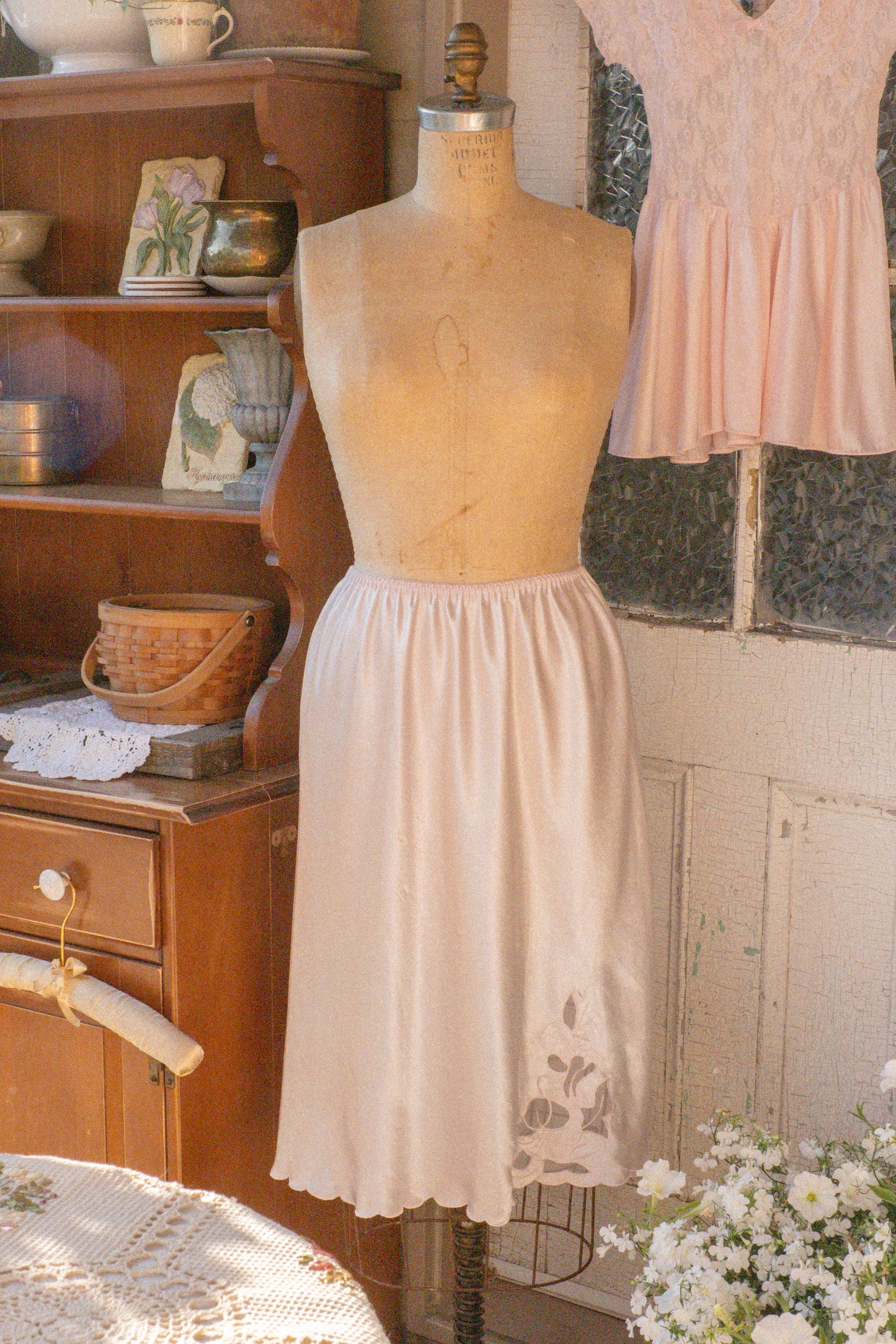 Vintage light pink satin slip
