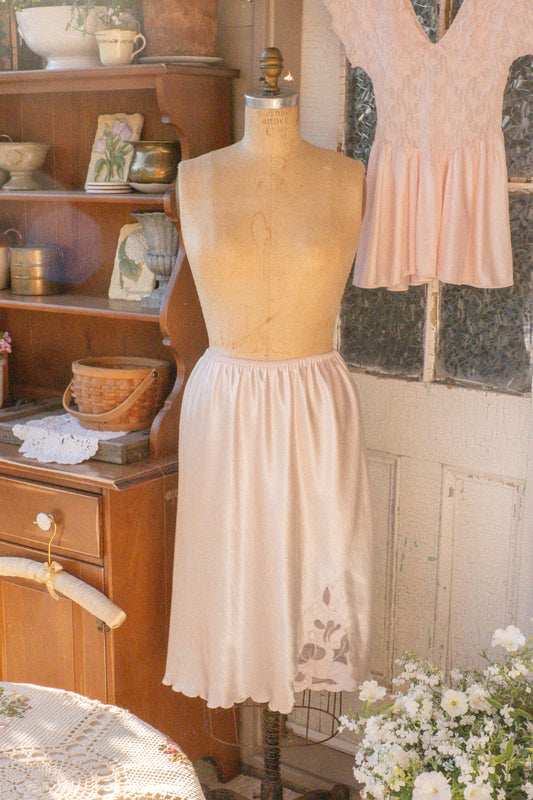 Vintage light pink satin slip