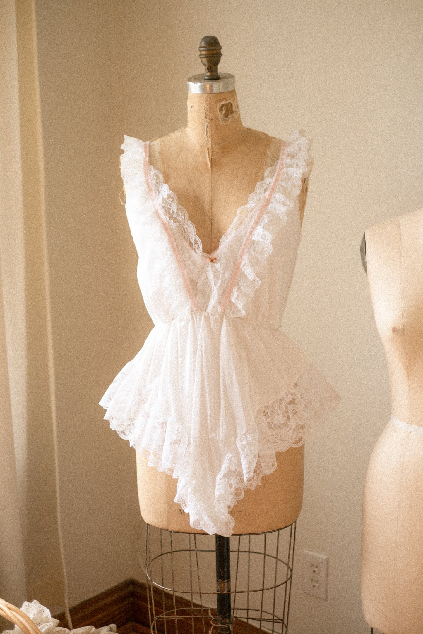 Vintage lace ruffled playsuit