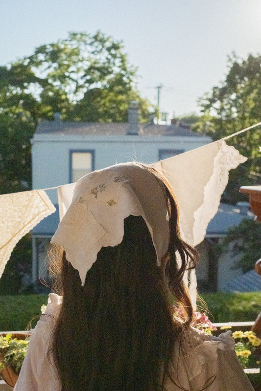 Handmade vintage french lace patchwork bandana