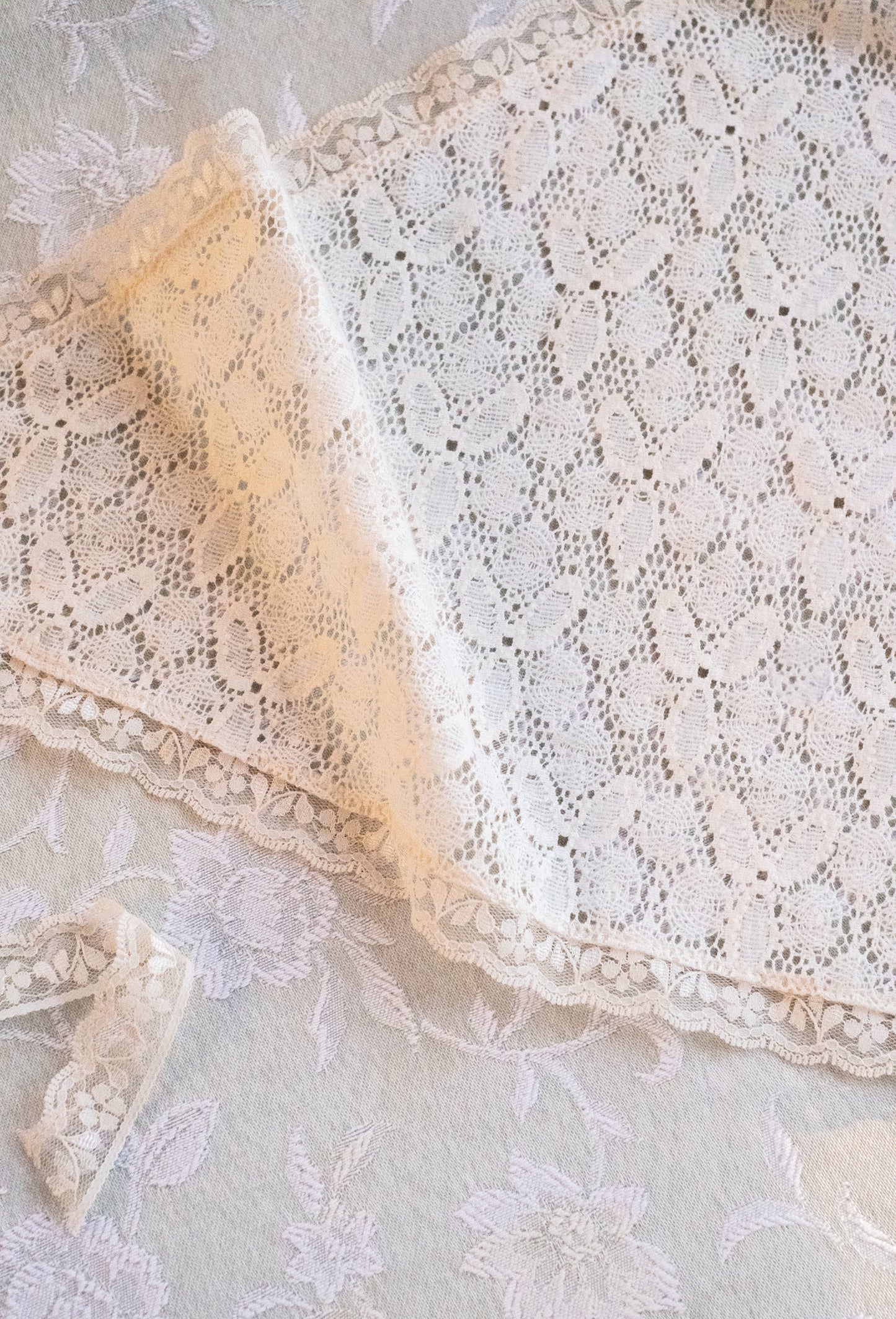 Handmade vintage french lace trimmed bandana