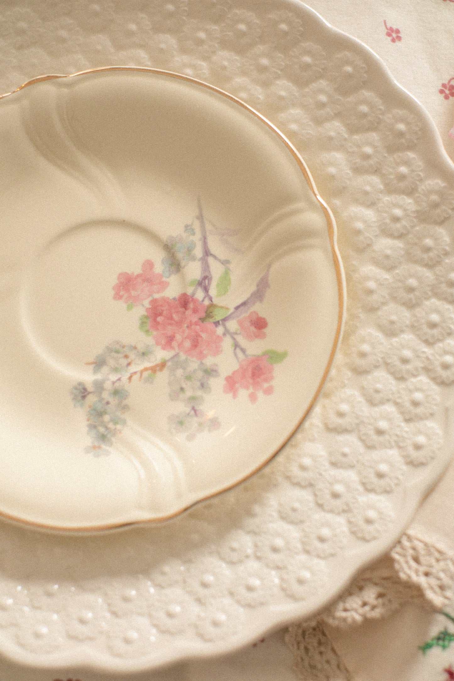 Vintage floral gold trimmed dessert plates