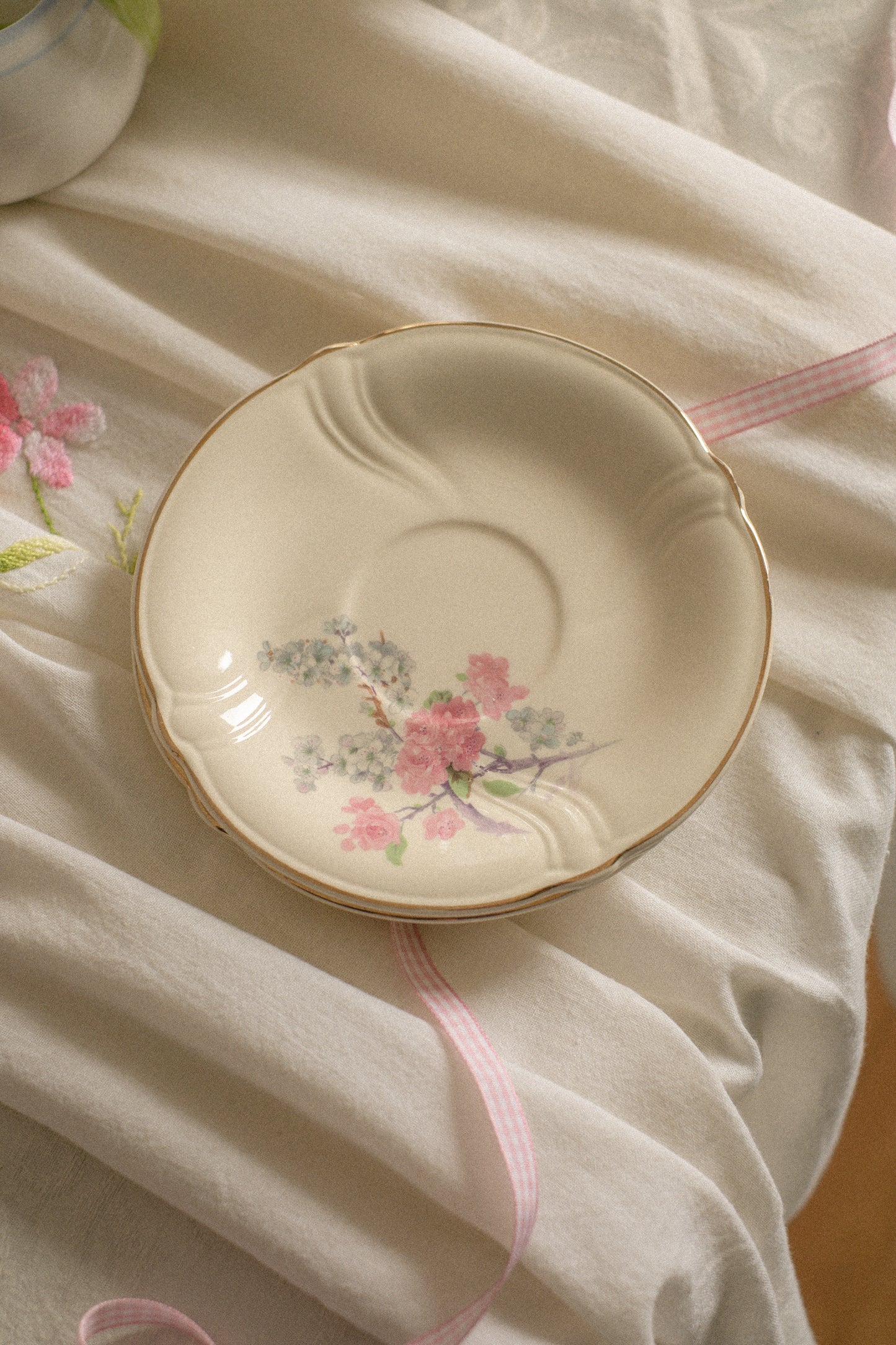 Vintage floral gold trimmed dessert plates