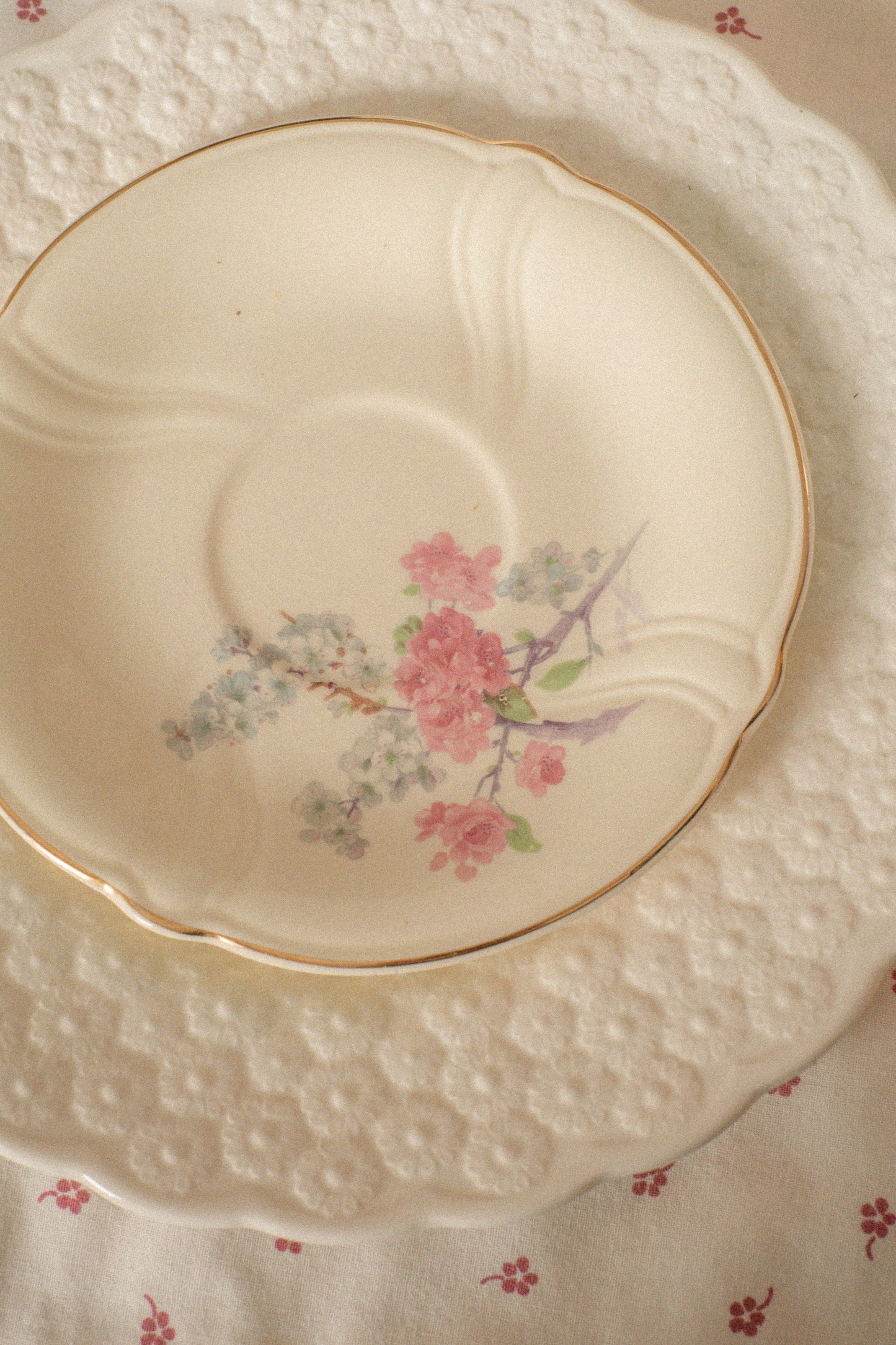 Vintage floral gold trimmed dessert plates