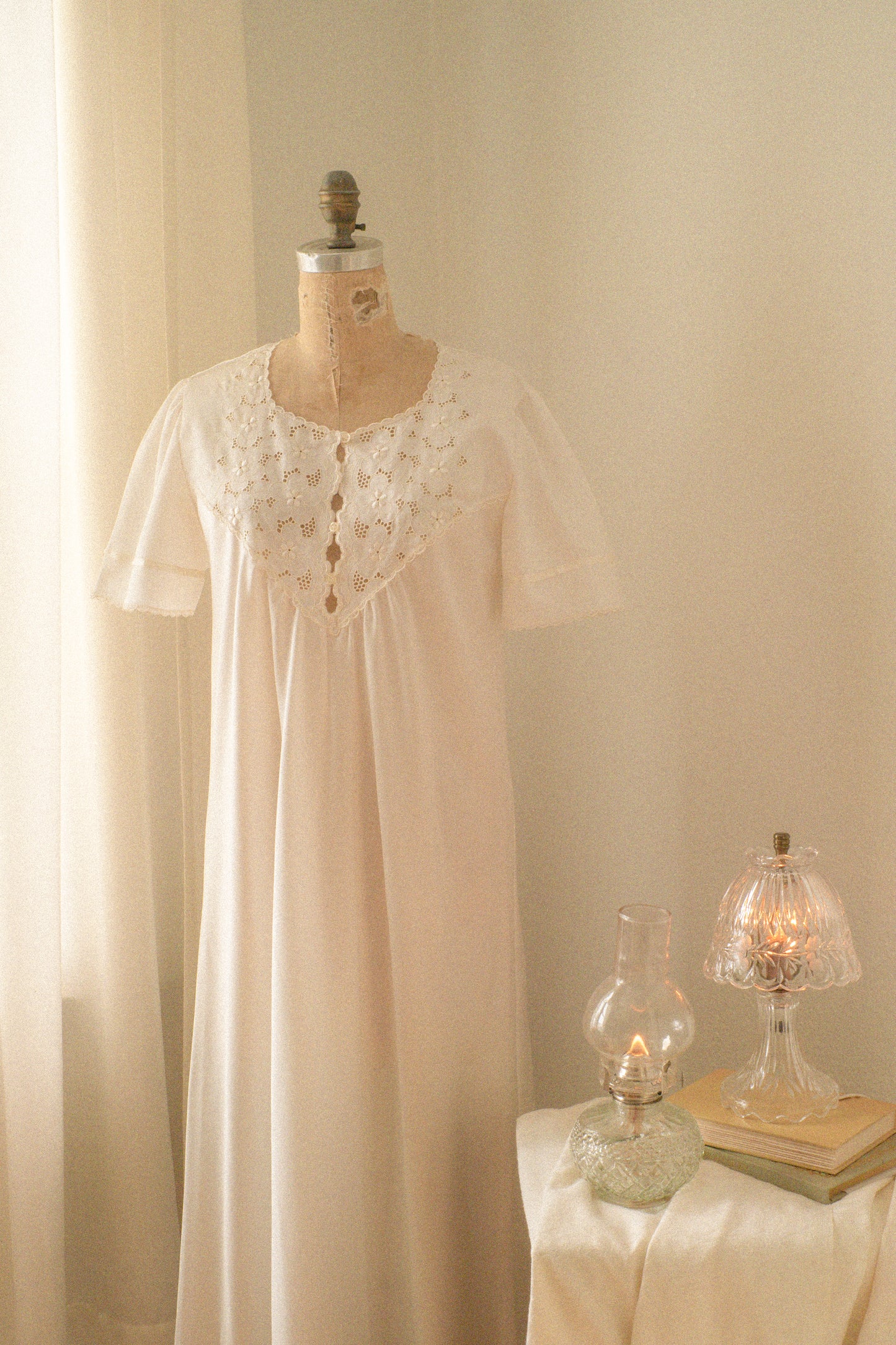 Vintage satin embroidered sleep dress