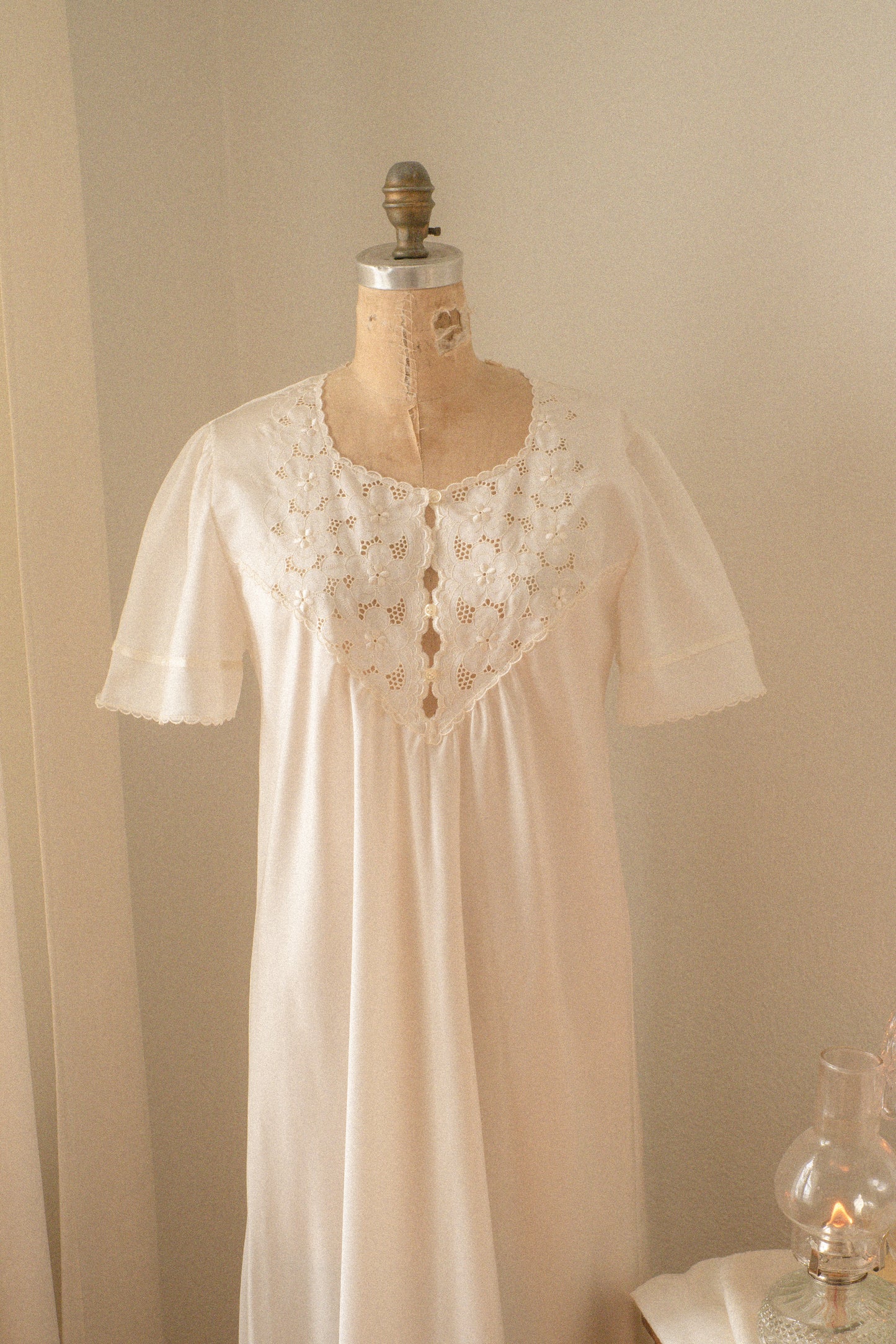 Vintage satin embroidered sleep dress