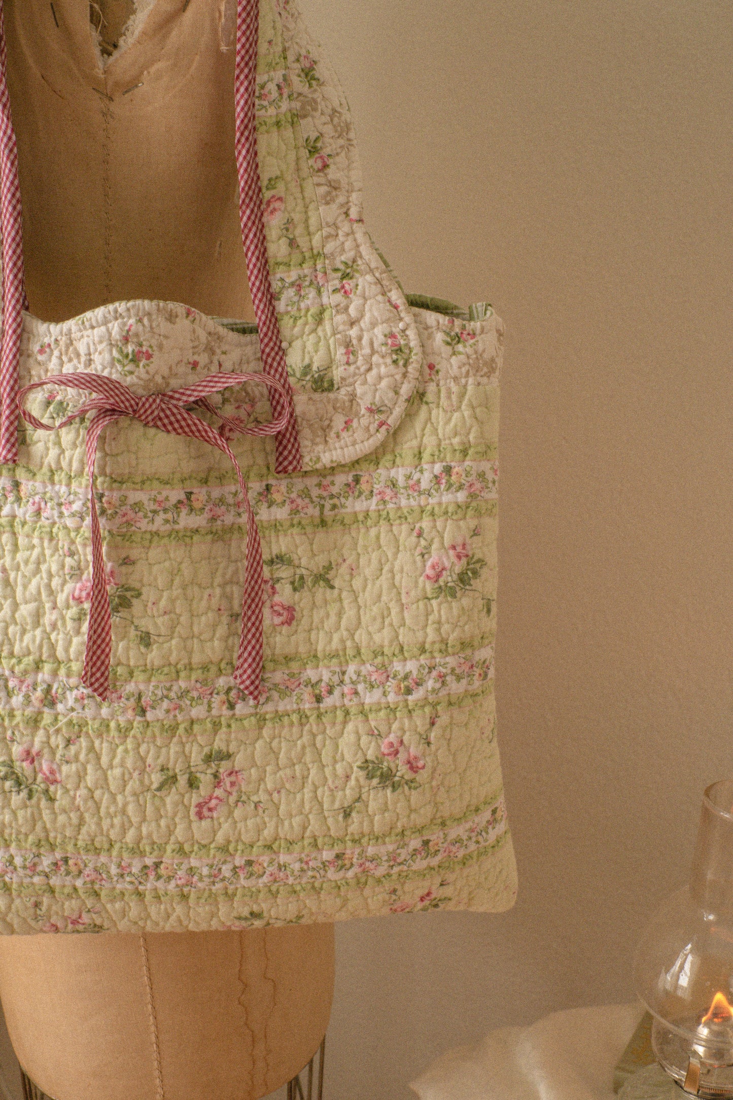 Handmade quilted mini tote bag - bonbon