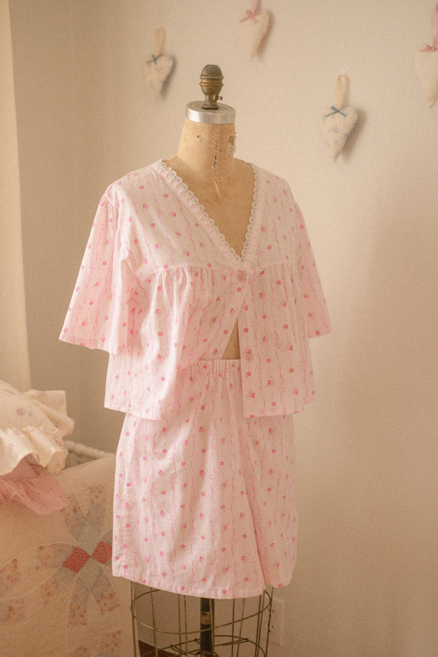 Vintage reworked cotton pyjama set♡