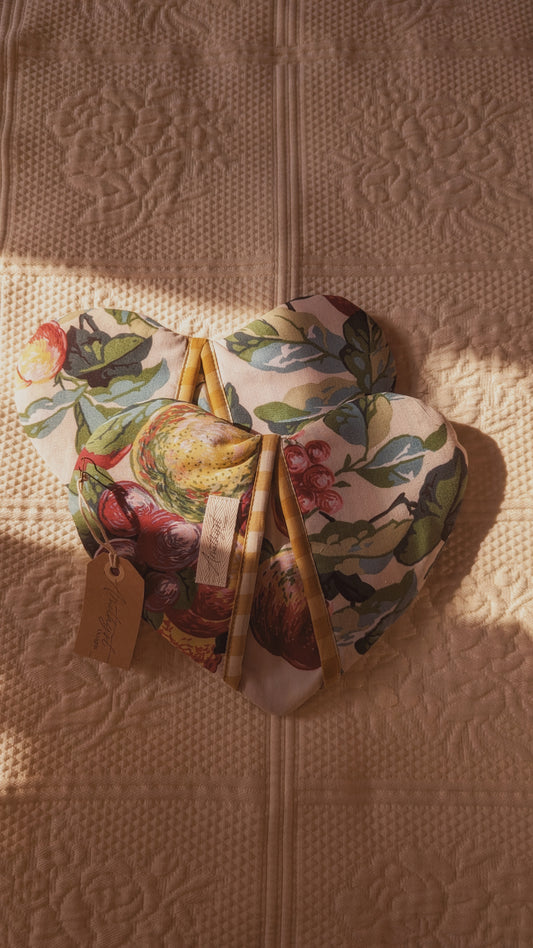 Handmade heart shaped oven mitts - mulberry