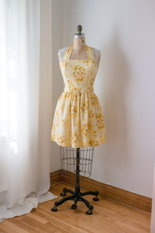 Handmade vintage floral apron - buttercup