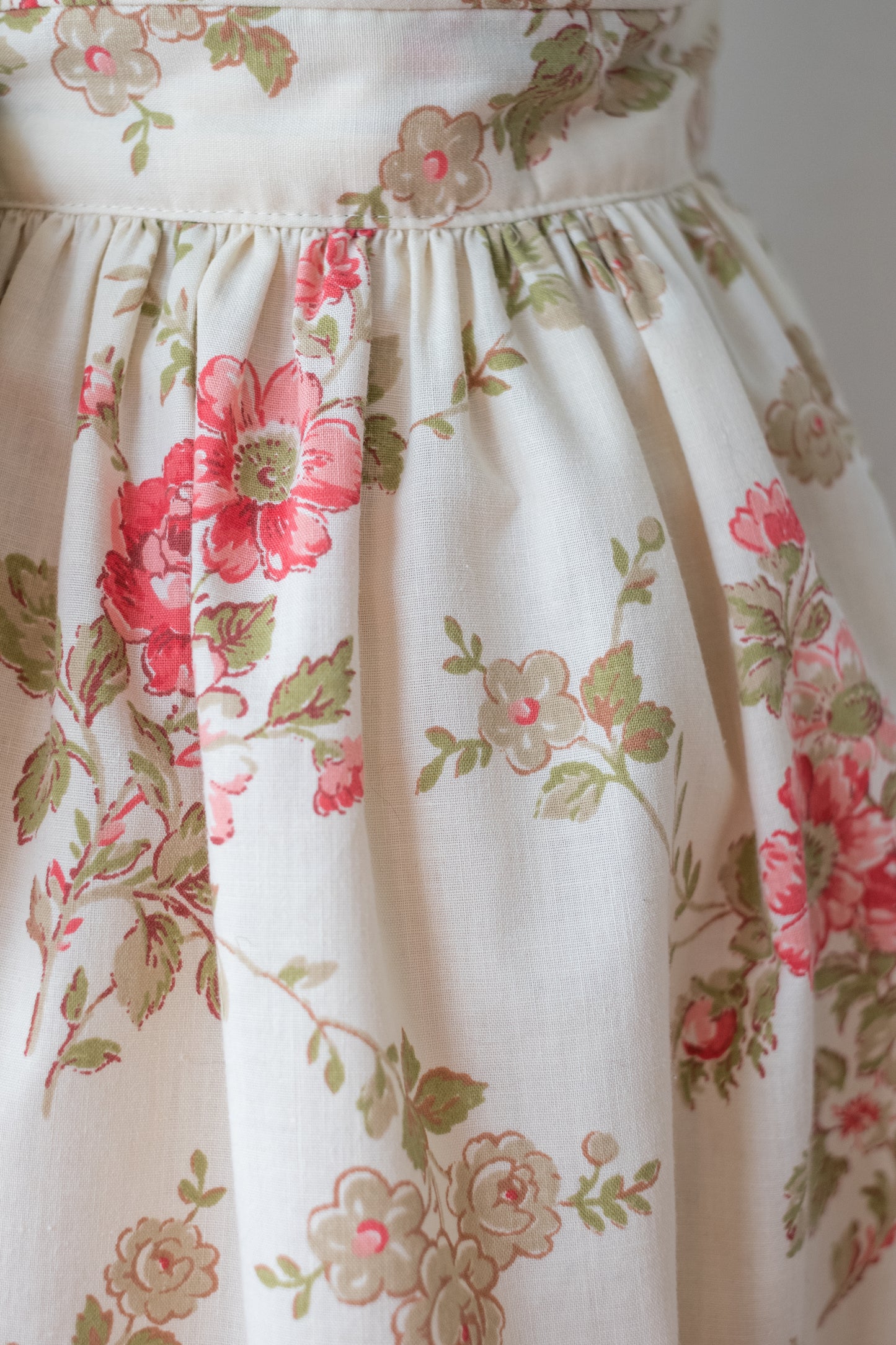 Handmade vintage floral apron set - pink rose