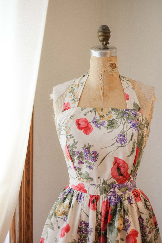 Handmade vintage floral apron - Poppy