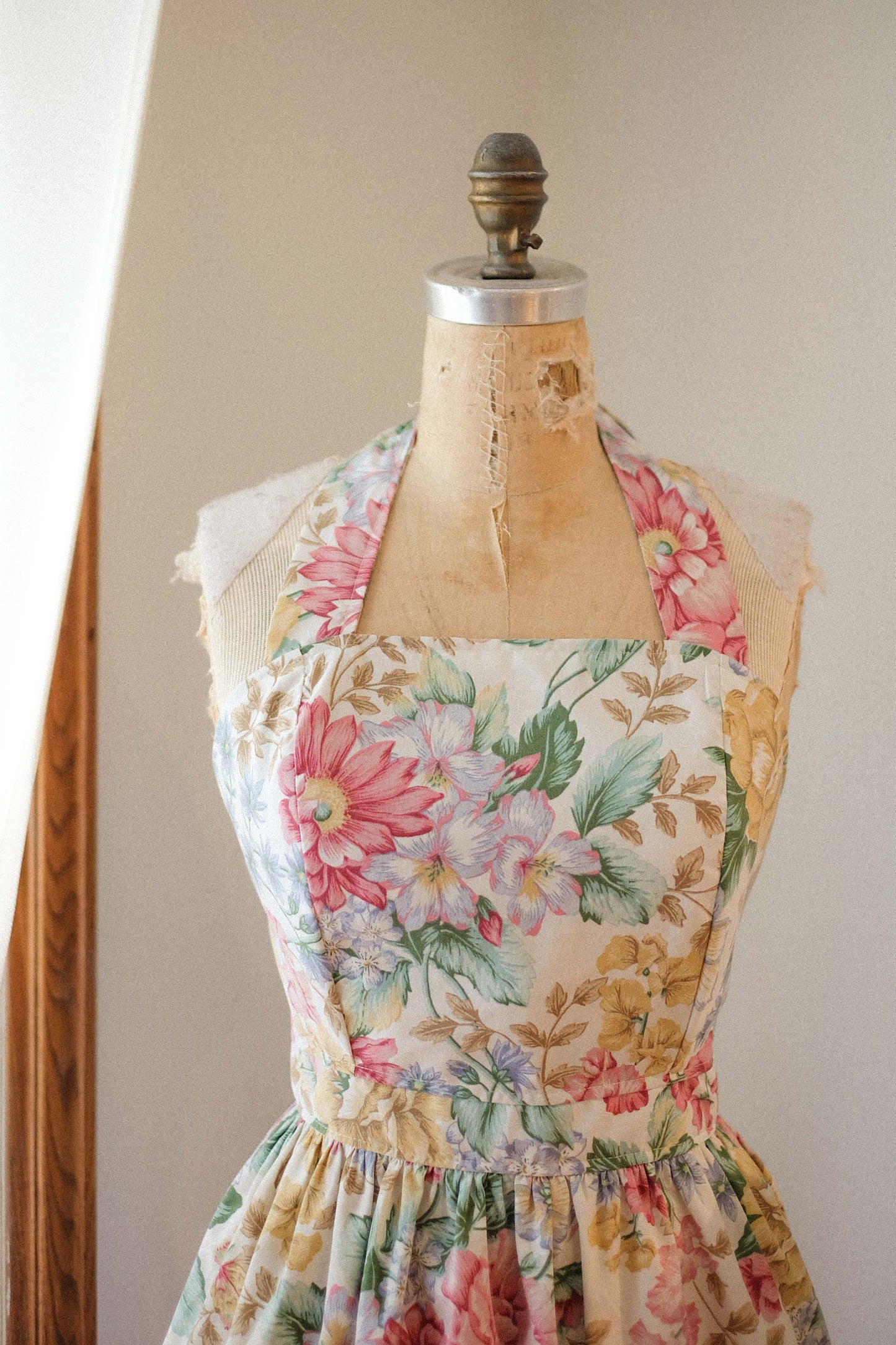 Handmade vintage floral apron set - Spring fields